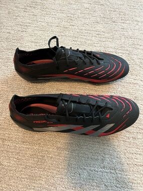 Men’s Adidas Predator Soccer Cleats - Black & Red with Silver Accents